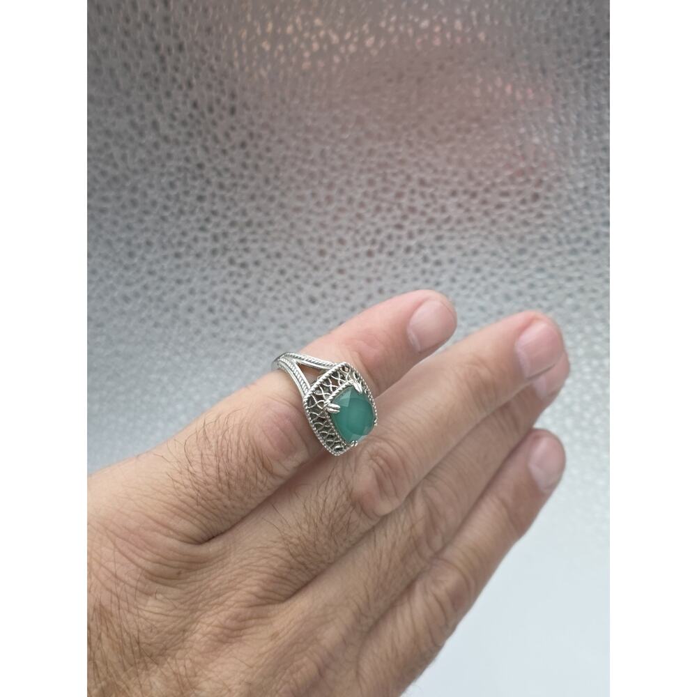 GABRIEL & CO. STERLING SILVER 925 GREEN CHALCEDONY RING SIZE 7 - Picture 3 of 15